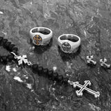 TRADITIONAL AND MB CROSS ROSARY Bead Necklace for Men by King Baby
