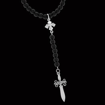 DAGGER AND MB CROSS ROSARY Bead Necklace for Men by King Baby