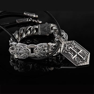 Konstantino Men's Two-Tone Braided Leather Bracelet