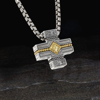 Konstantino IRON CROSS Sterling Silver and 18k Gold Pendant Chain