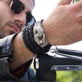 Double Stranded WOVEN BLACK CACTUS LEATHER Bracelet with Sterling Silver Clasp By Scott Kay