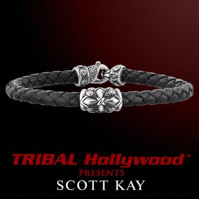 SPEAR CROSS WOVEN LEATHER and Sterling Silver Black Bracelet by Scott Kay