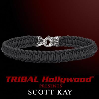 SPIRAL BRAID Black Leather Cord Mens Bracelet by Scott Kay