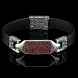 William Henry LAYLA DINO BONE Fossil ID Tag Leather Bracelet for Men