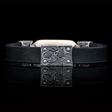 William Henry LAYLA DINO BONE Fossil ID Tag Leather Bracelet for Men
