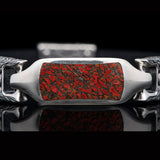 William Henry LAYLA DINO BONE Fossil ID Tag Leather Bracelet for Men
