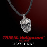 UnKaged SKULL Leather Cord Necklace by Scott Kay Sterling Silver
