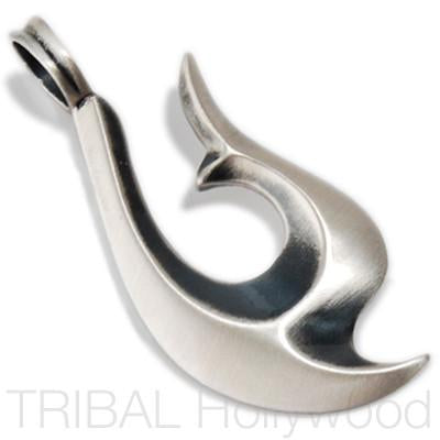 MATAU Maori and Hawaiian Silver Fish Hook pendant 