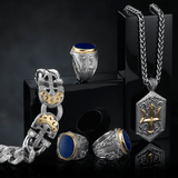 Konstantino GOLD POSEIDON TRIDENT SHIELD Silver Mens Chain Pendant