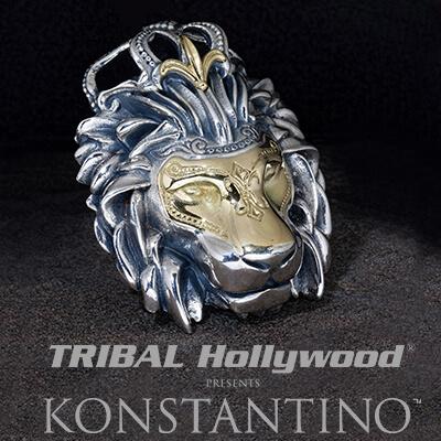 Konstantino CROWNED LION HEAD Silver and 18k Gold Necklace Pendant