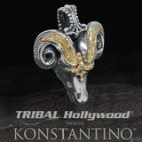 Konstantino GREEK RAMS HEAD Sterling Silver and 18k Gold Chain Pendant