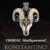 Konstantino GREEK RAMS HEAD Sterling Silver and 18k Gold Chain Pendant