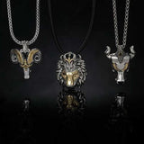Konstantino GREEK RAMS HEAD Sterling Silver and 18k Gold Chain Pendant