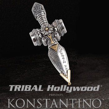 Konstantino STAR OF VERGINA BLADE Silver 18k Gold and Copper Pendant