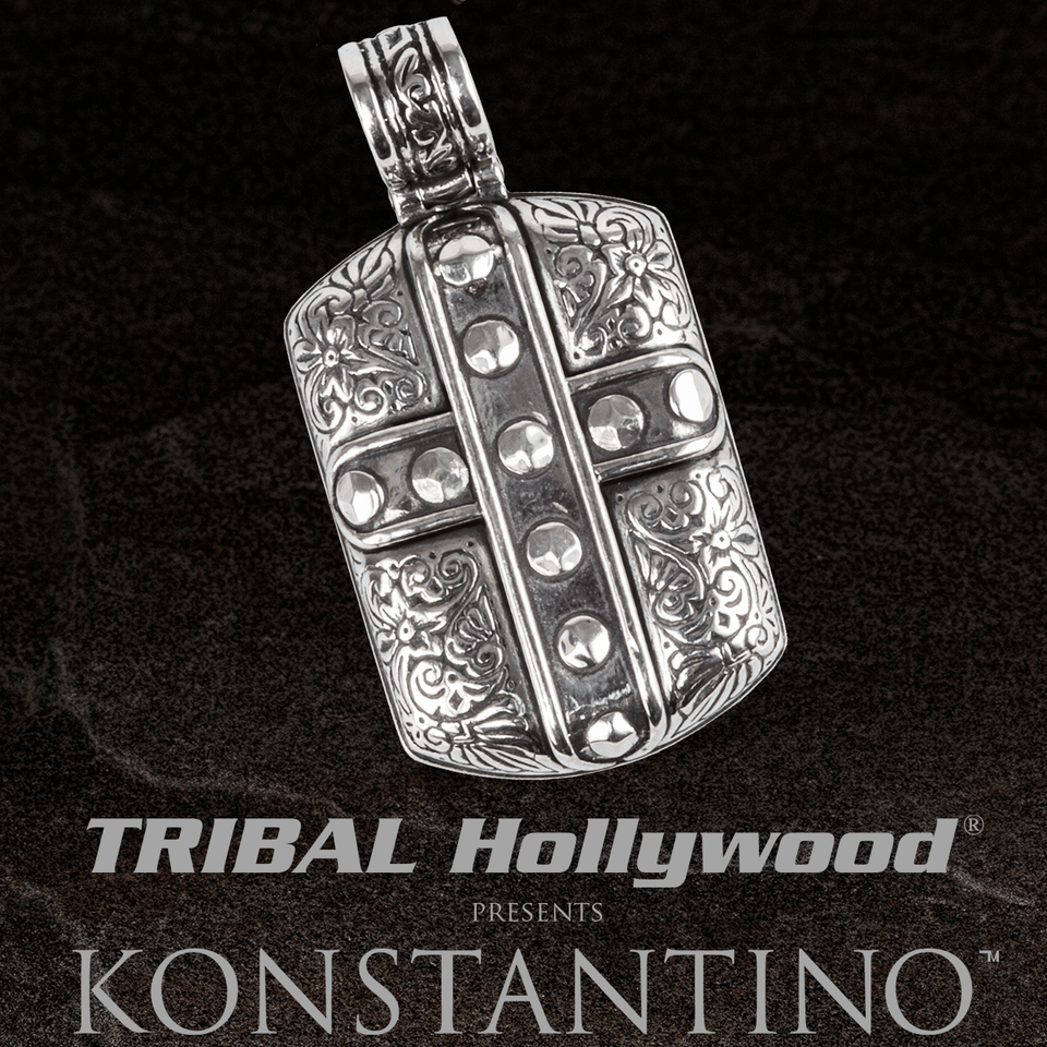 Konstantino HEPHAESTUS SHIELD DOGTAG Silver Chain Pendant for Men