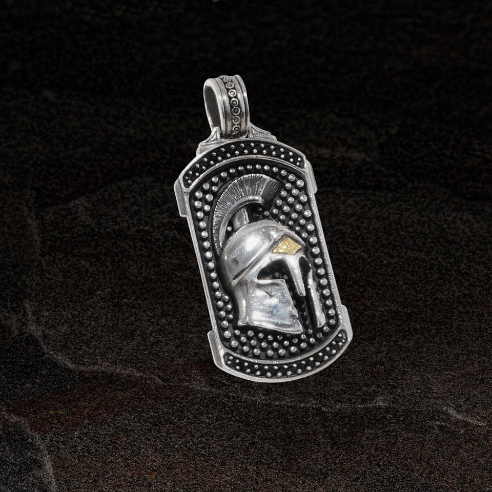 Konstantino TROJAN HELMET DOG TAG for Men in Sterling Silver