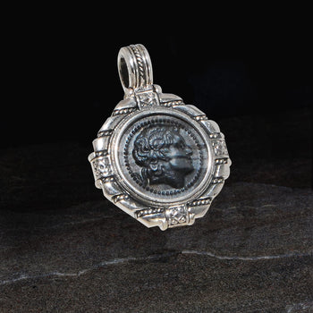 Konstantino FERRITE ALEXANDER COIN Sterling Silver Necklace Pendant for Men