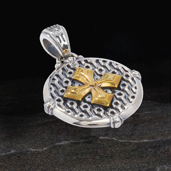 Konstantino BRONZE CROSS SHIELD Sterling Silver Mens Pendant