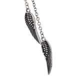 FALLEN ANGEL Mens Pendant Necklace with Silver Wings and Skull