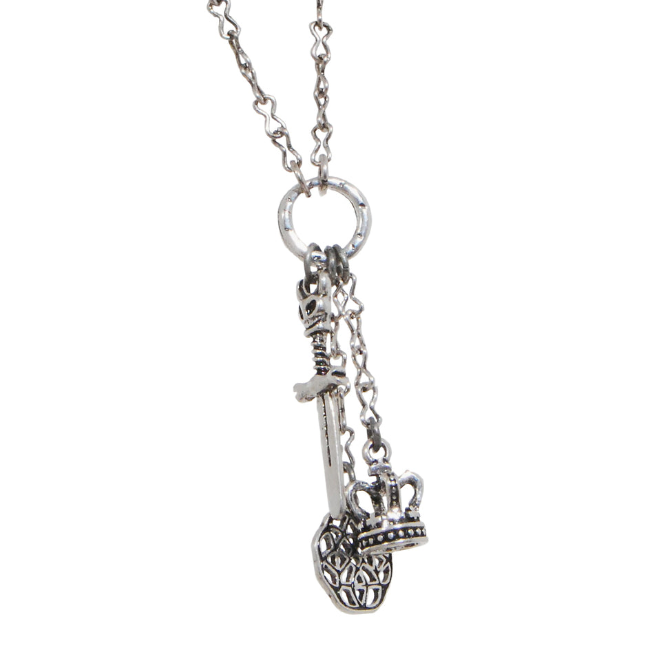 ROYAL ARMORY Mens Necklace Chain with Crown, Celtic Knot, and Dagger