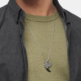 John Hardy Mens Legends Naga Dragon Amulet Necklace with Circle and Obsidian Claw