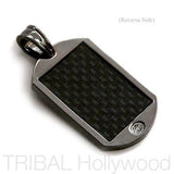 COURAGEOUS CROSS CARBON FIBER BLACK DOG TAG Pendant in Gunmetal