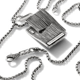 John Hardy Mens Interlocking Bamboo Pendant Necklace in Sterling Silver - Close-up