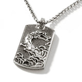 John Hardy Mens Legends Naga Dragon Dog Tag Necklace in Sterling Silver