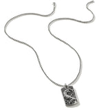 John Hardy Mens Legends Naga Dragon Dog Tag Necklace in Sterling Silver - Full View