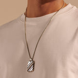Model Wearing Classic Chain Dog Tag Pendant Necklace by John Hardy