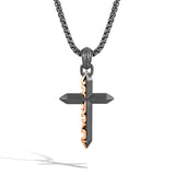 Kerris Dagger Cross Necklace Pendant in Bronze and Black Rhodium by John Hardy