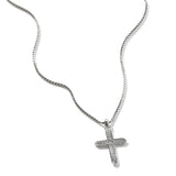 John Hardy Mens Classic Chain Cross Pendant Necklace with Silver Box Chain