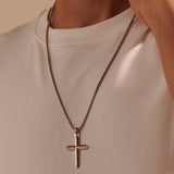 John Hardy Mens Classic Chain Cross Pendant Necklace with Silver Box Chain