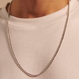 Model Wearing Thin Width Sterling Silver Ball Chain by John Hardy