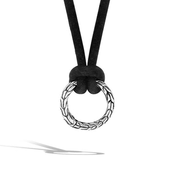 John Hardy Mens Leather Necklace with Classic Silver Connector Loop