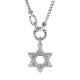 John Hardy Mens Star of David Dual-Style Chain Silver Pendant Necklace