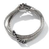 John Hardy Mens Mixed Link Rata Weave and Curb Chain in Sterling Silver