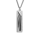 John Hardy Mens Volcanic Textured Pendant Necklace in Silver Back View
