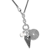 John Hardy Mens Tiga Arrowhead and Ancient Coin Medallion Pendants Necklace in Silver and Black Rhodium - Reverse Side