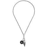 John Hardy Mens Tiga Arrowhead and Ancient Coin Medallion Pendants Necklace in Silver and Black Rhodium - Full View
