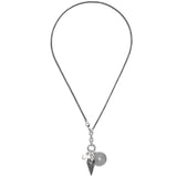 John Hardy Mens Tiga Arrowhead and Ancient Coin Medallion Pendants Necklace in Silver and Black Rhodium - Reverse Side Full View