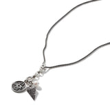 John Hardy Mens Tiga Arrowhead and Ancient Coin Medallion Pendants Necklace in Silver and Black Rhodium