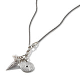 John Hardy Mens Tiga Arrowhead and Ancient Coin Medallion Pendants Necklace in Silver and Black Rhodium