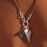 John Hardy Mens Tiga Arrowhead and Ancient Coin Medallion Pendants Necklace in Silver and Black Rhodium