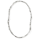 John Hardy Mens Freshwater Pearl Oval Link Silver and Rhodium Chain - Top View