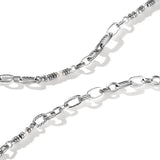 John Hardy Mens Freshwater Pearl Oval Link Silver and Rhodium Chain - Close-up 2