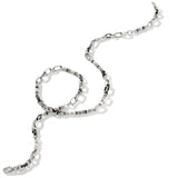 John Hardy Mens Freshwater Pearl Oval Link Silver and Rhodium Chain - Alternate View