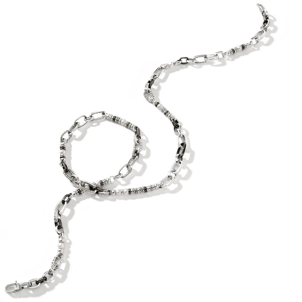 925 Sterling Silver Freshwater Pearl Oval Monogram Bracelet