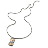 John Hardy Mens Classic Curb Link Dog Tag Necklace Pendant in Bronze and Silver - Full View