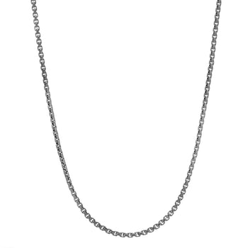 Thin Width Box Link Chain in Black Rhodium Silver by John Hardy